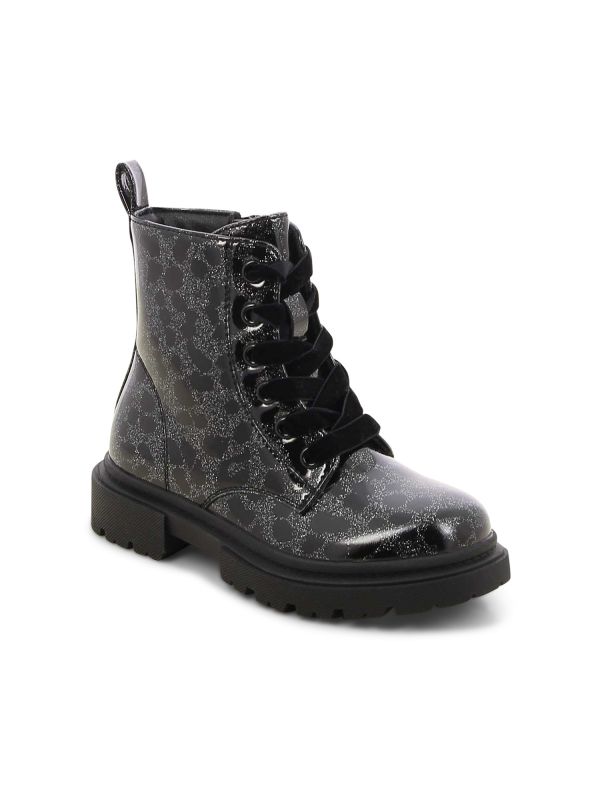 נעליים צבאיות מבריקות דוגמא מנומרת לילדות